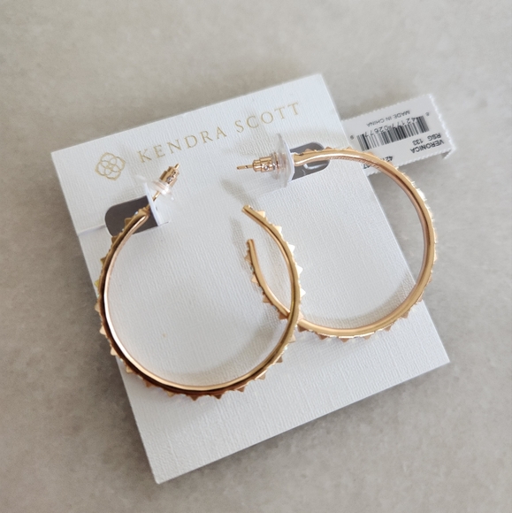 Kendra Scott Veronica Rose Gold Hoop Earrings NWT - Picture 5 of 6